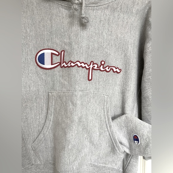 Champion Grey Embroidered Logo Hoodie - Picture 2 of 3